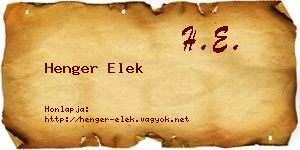 Henger Elek névjegykártya